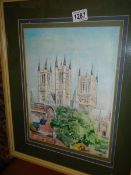 A good watercolour, possibly Lincoln cathedral.