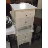 2 white melamine bedside chest of drawers