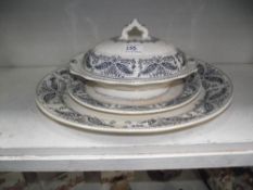 A Victorian large blue and white meat platter,