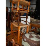 3 wicker stools and a pouffe.