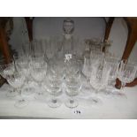 A quantity of glasses including crystal and a decanter etc.