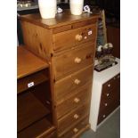 A tall narrow soild pine 6 drawer chest of drawers