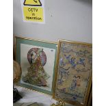2 framed and glazed Chinese embroideries.