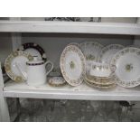 A Royal Crown Derby 'Grosvenor' part dinner set (18 pieces) 2 green Derby Panel side plates & a