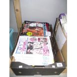 A box of murder casebook magazines, true scandal magazines etc.