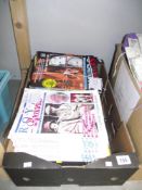 A box of murder casebook magazines, true scandal magazines etc.
