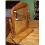 A pine dressing table mirror