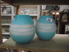 2 art glass vases