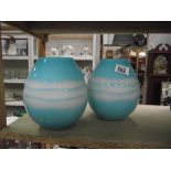 2 art glass vases