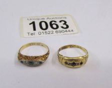 2 X 18ct gold rings, both size K. 5.6 grams.