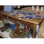 A 1970s teak glass top coffee table