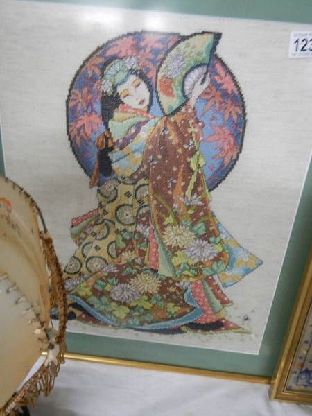 2 framed and glazed Chinese embroideries. - Image 2 of 3