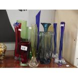 11 items of Art Glass vases including studio glass