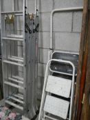 2 aluminium step ladders and 2 small ladder steps.