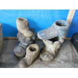 5 concrete boot shape garden planters.