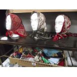 A quantity of vintage headscarves etc.