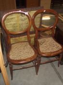 2 balloon back chairs with woven wicker seats