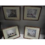 4 prints of Victorian coloured engravings