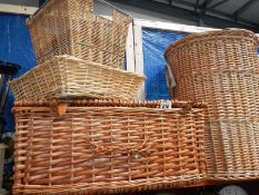 A quantity of wicker baskets.