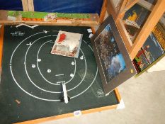 A vintage Balyna indoor cricket game and a quantity of metal signs.