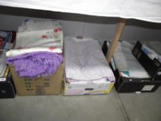 A large lot of bedding, material, curtains etc.