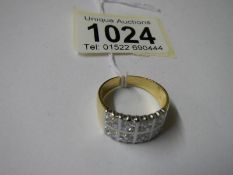 An 8 stone 18ct yellow gold 8.9 gram diamond ring, size Q.