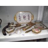 A quantity of vintage hair brushes, mirrors,