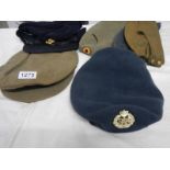 6 military beret's etc.