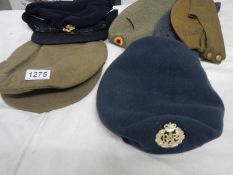 6 military beret's etc.