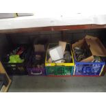 5 boxes of misc. including tools, lamp fittings, chess board etc.