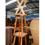 2 pine kitchen bar stools and a folding stool.