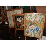 3 good embroidered fire screens.