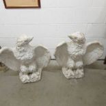 A pair of American Guardian eagles from reconstituted marble, 21" tall,