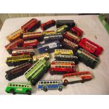 Box of die-cast toy buses