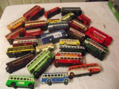 Box of die-cast toy buses