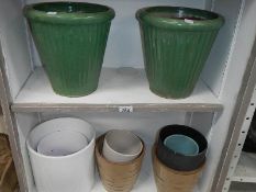 2 shelves of pots.