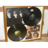 A Beatle's LP and framed picture.