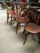 A set of good spindle back kitchen chairs.