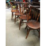 A set of good spindle back kitchen chairs.