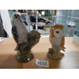 A Beswick Lesser Spotted Woodpecker, No.2420 (tail has minute flee bite) and a Beswick Owl No.2026.