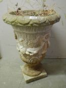 A cast flower urn, 23".