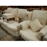 A 3 seater sofa, chair and stool.