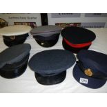 6 military hats etc.