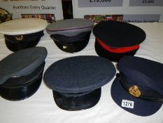 6 military hats etc.