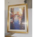 A framed and glazed print of a watercolour Venetian scene