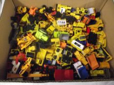 Box of die-cast toy construction themed models