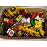 Box of die-cast toy construction themed models