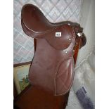 An old leather saddle.