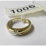 An unusual diamond double hoop ring,