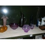 A mixed lot of coloured glass etc.